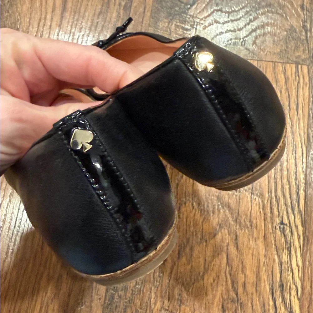 Kate Spade Black Patent Flats with Bow Detail